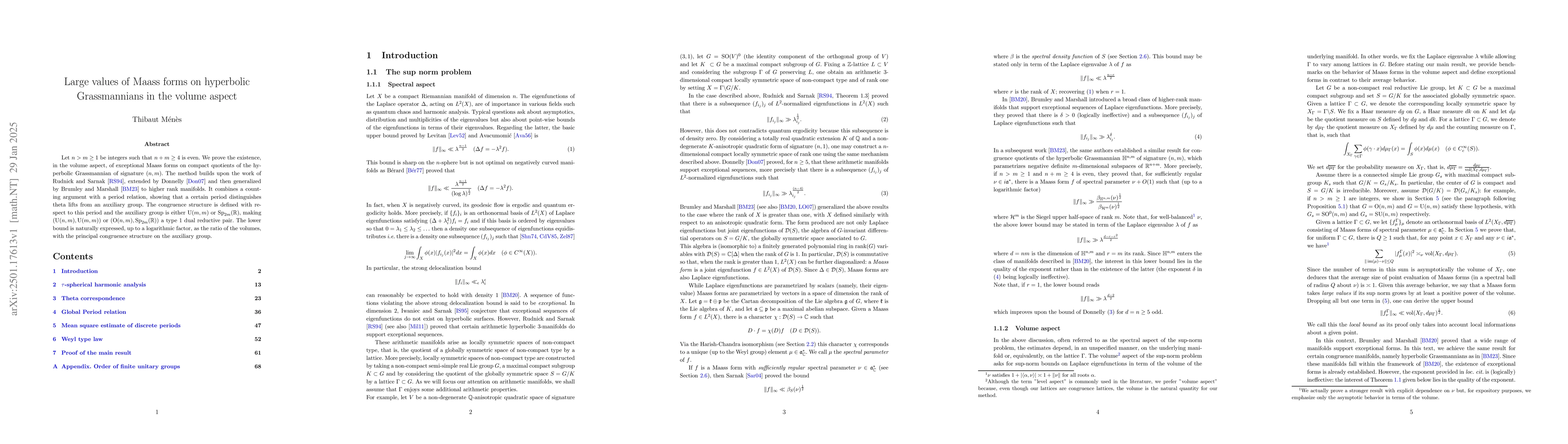 Thumbnail for Large values of Maass forms on hyperbolic Grassmannians in the volume
  aspect