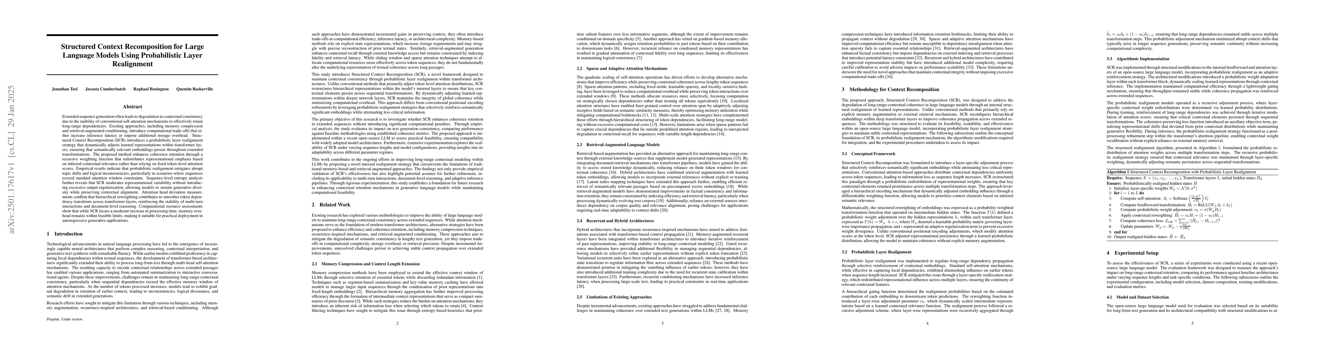 Thumbnail for Structured Context Recomposition for Large Language Models Using
  Probabilistic Layer Realignment