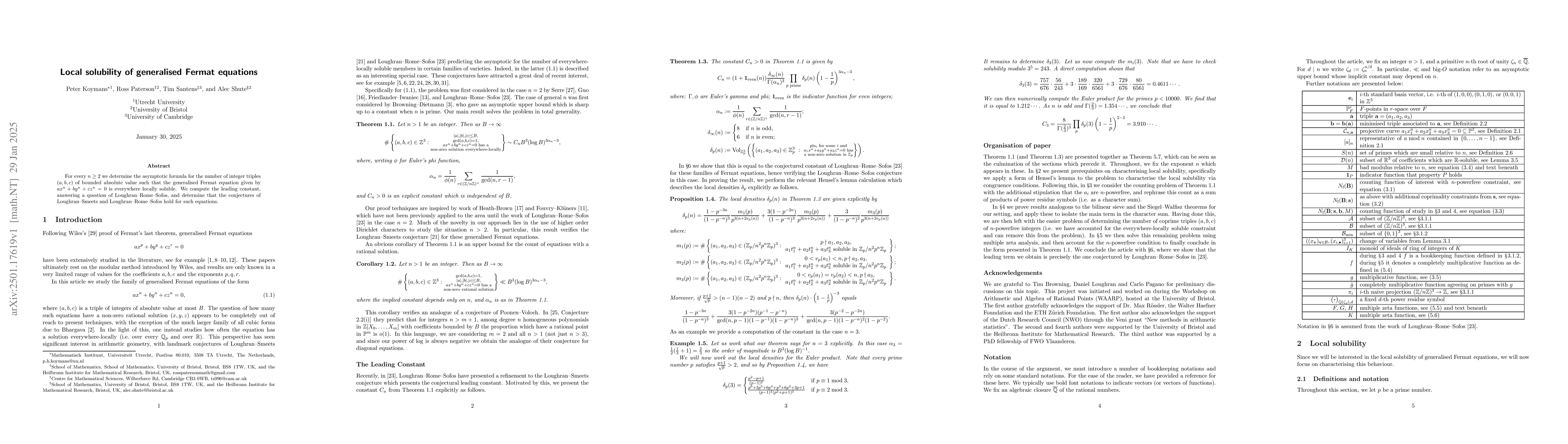 Thumbnail for Local solubility of generalised Fermat equations