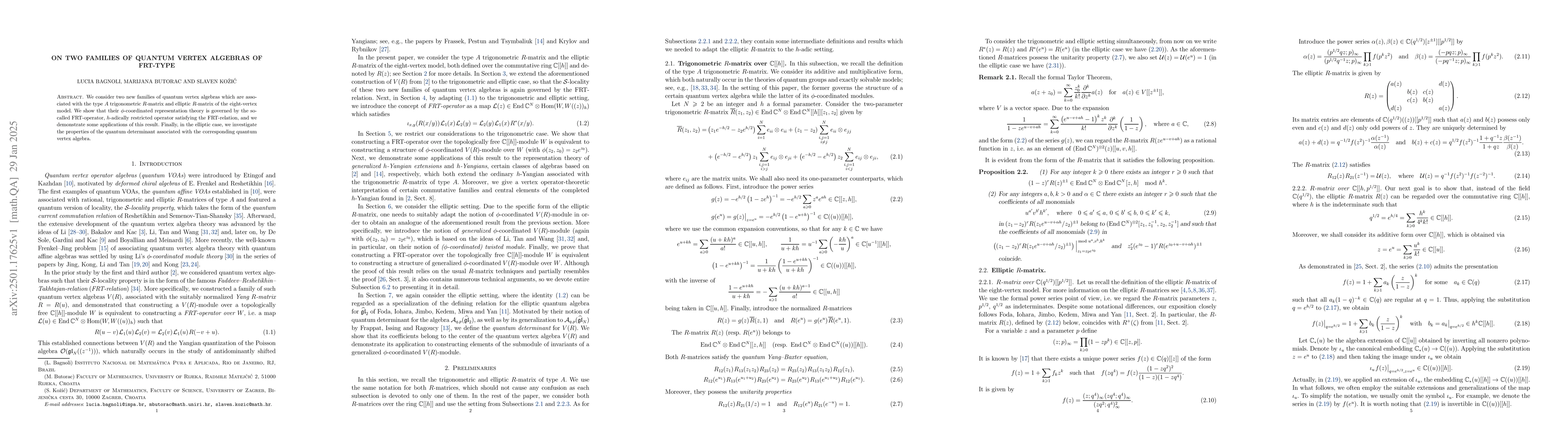 Thumbnail for On two families of quantum vertex algebras of FRT-type