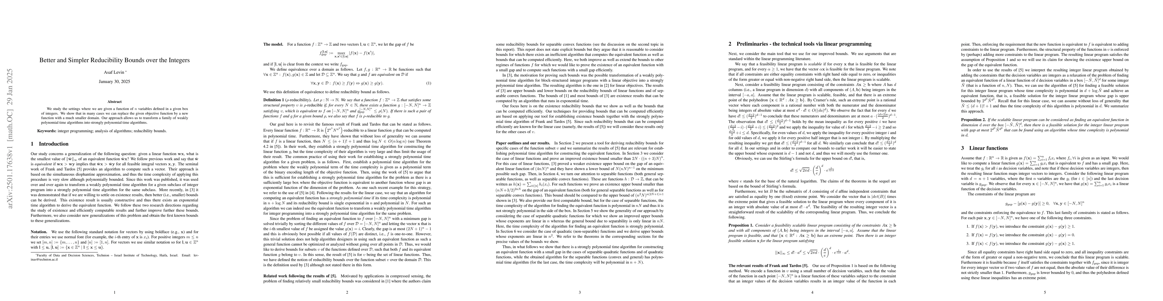 Thumbnail for Better and Simpler Reducibility Bounds over the Integers