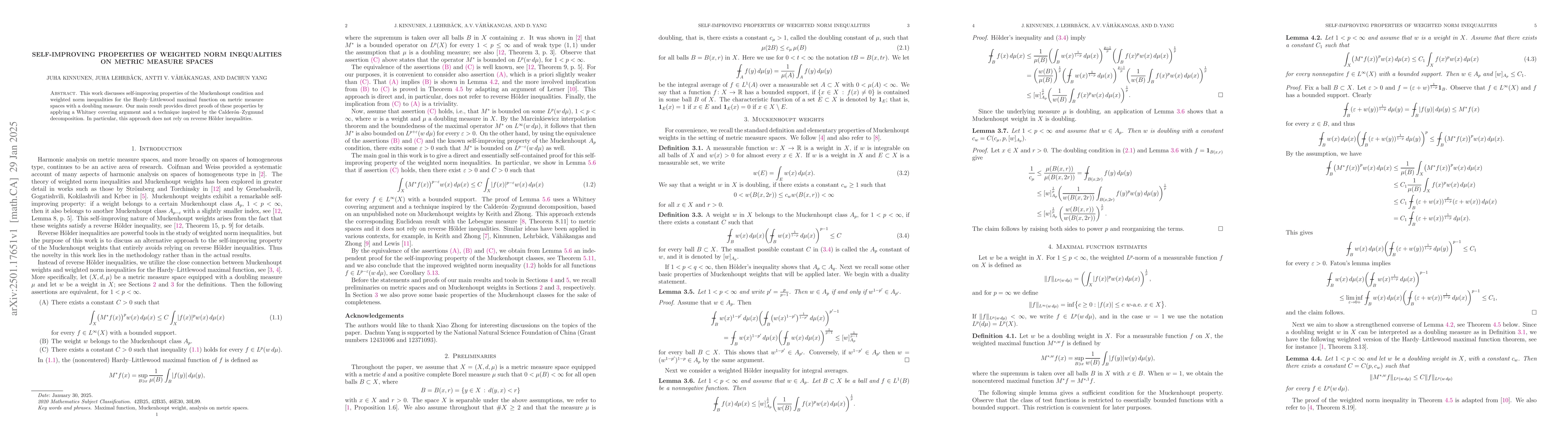 Thumbnail for Self-improving properties of weighted norm inequalities on metric
  measure spaces