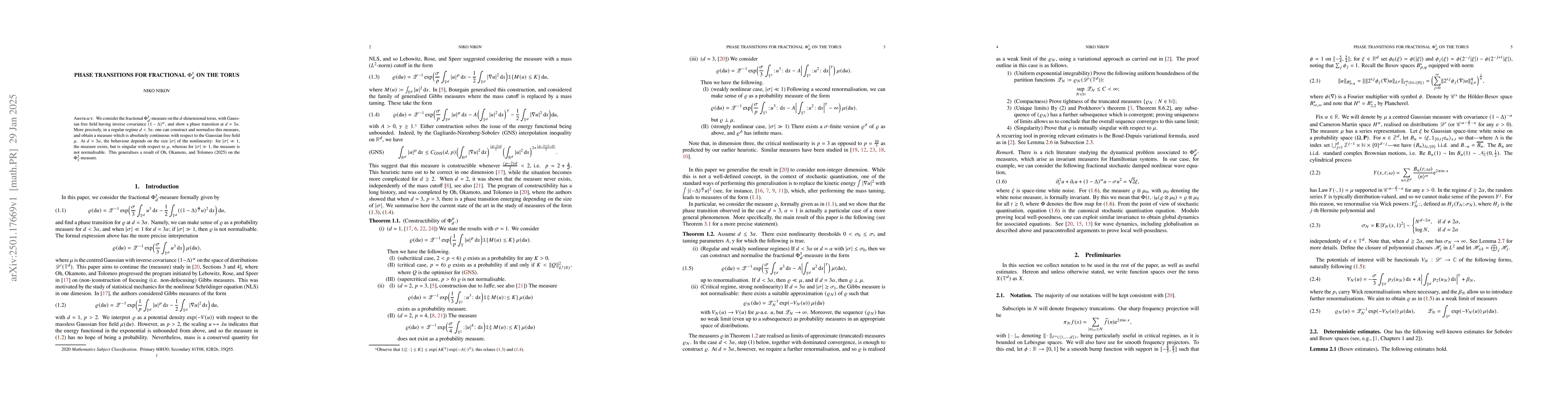 Thumbnail for Phase transitions for fractional $Φ^3_d$ on the torus