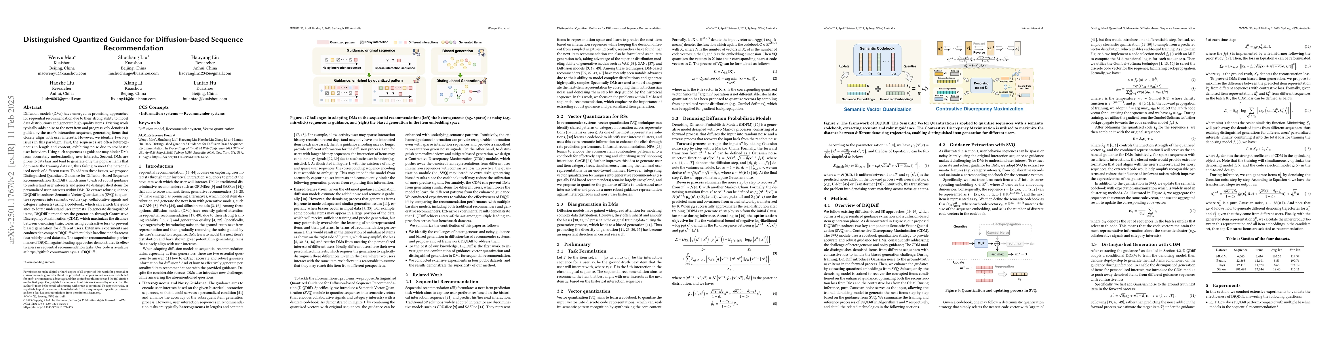 Thumbnail for Distinguished Quantized Guidance for Diffusion-based Sequence
  Recommendation