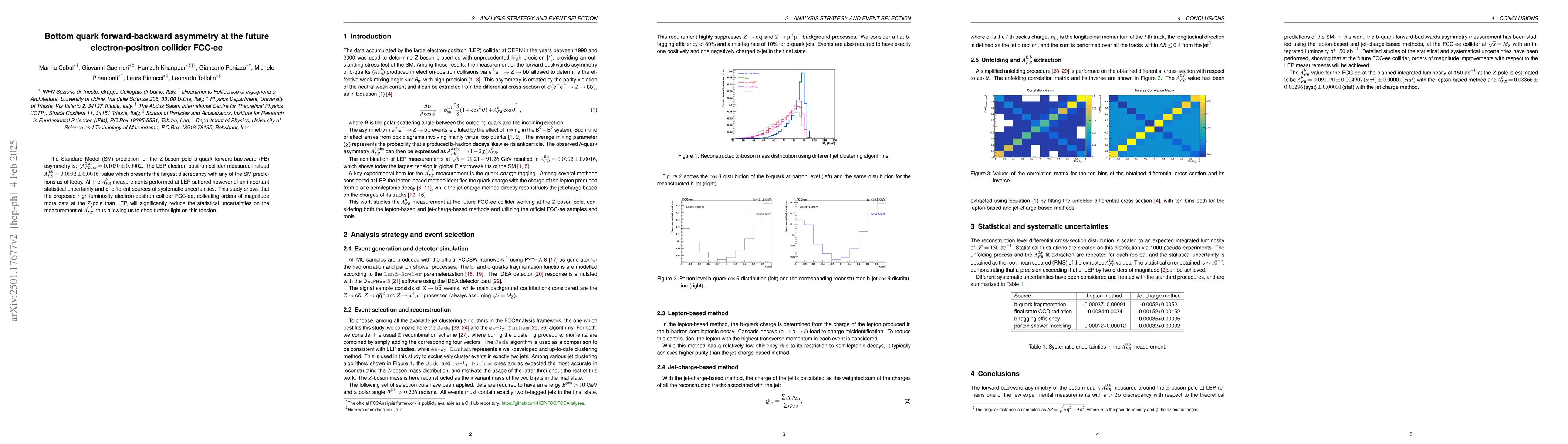 Thumbnail for Bottom quark forward-backward asymmetry at the future electron-positron
  collider FCC-ee