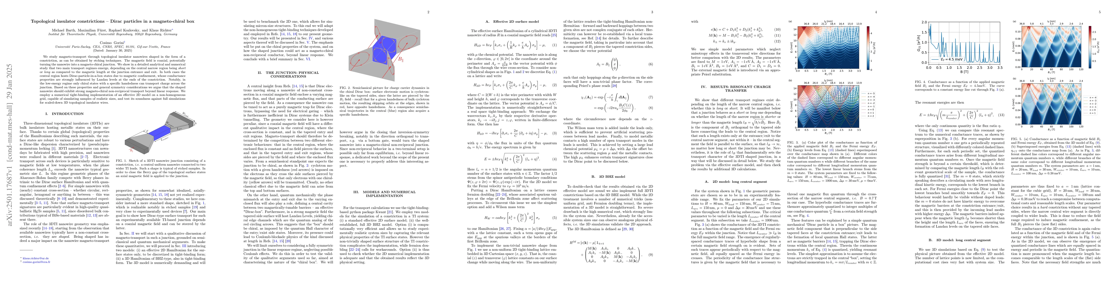Thumbnail for Topological insulator constrictions -- Dirac particles in a
  magneto-chiral box
