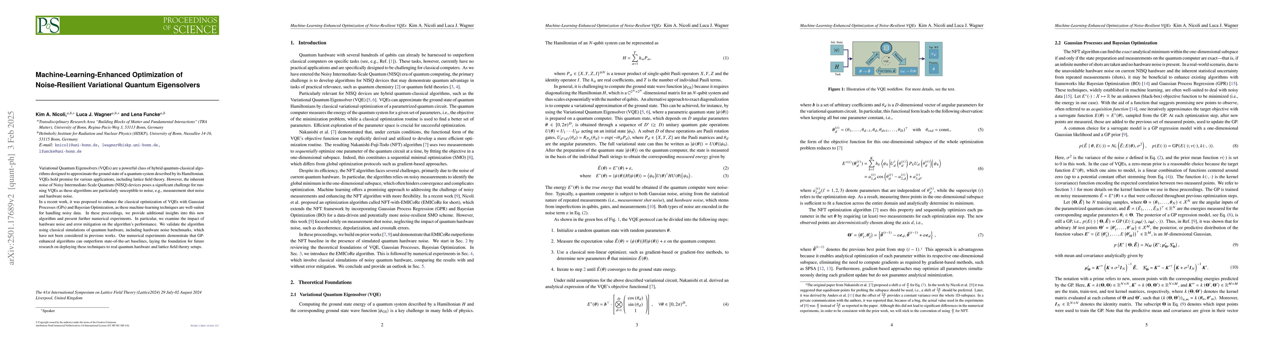 Thumbnail for Machine-Learning-Enhanced Optimization of Noise-Resilient Variational
  Quantum Eigensolvers