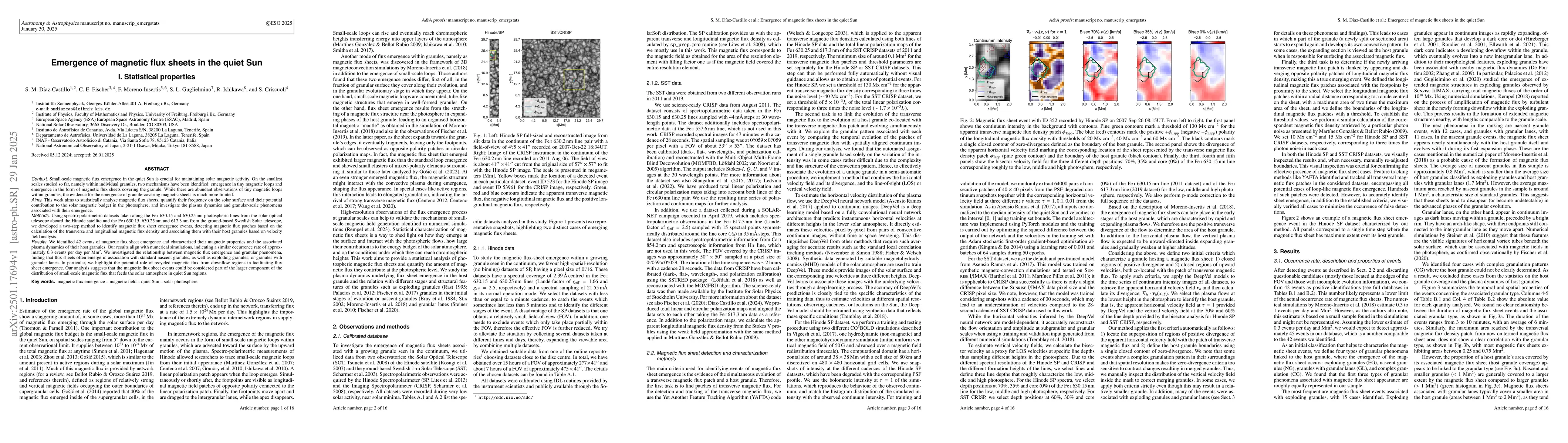 Thumbnail for Emergence of magnetic flux sheets in the quiet Sun. I. Statistical
  properties