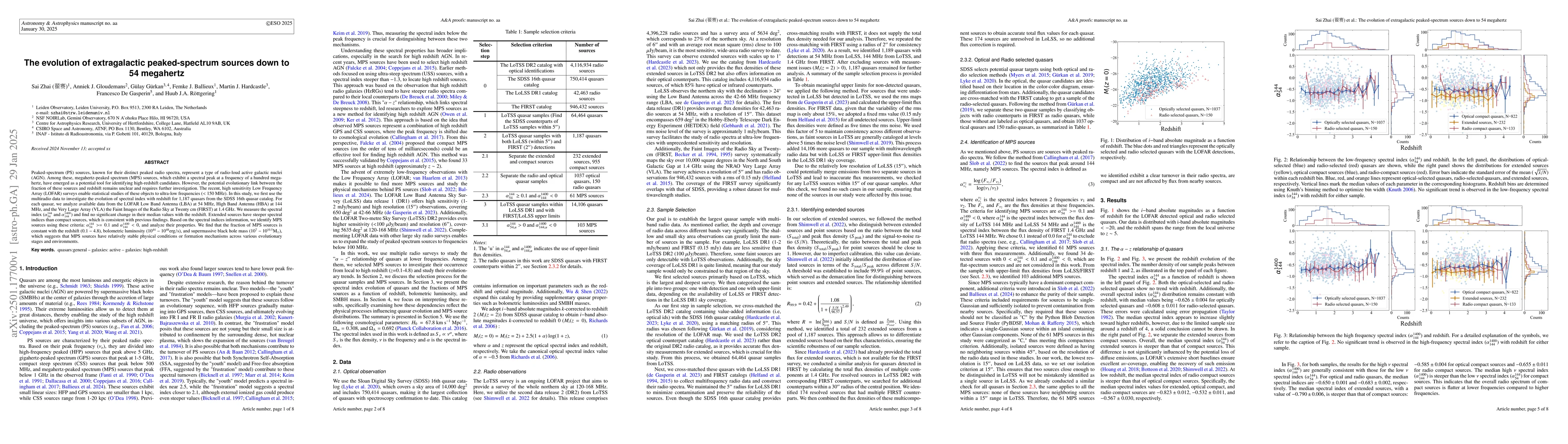 Thumbnail for The evolution of extragalactic peaked-spectrum sources down to 54
  megahertz