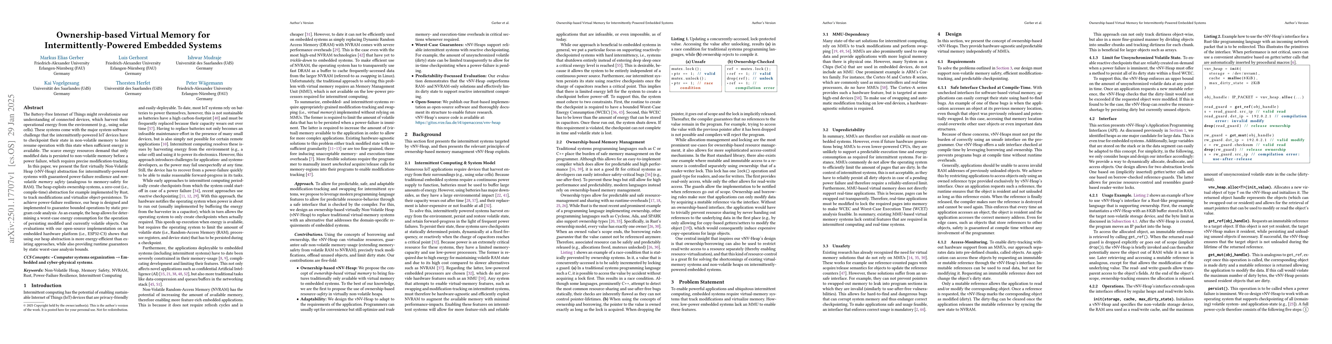 Thumbnail for Ownership-based Virtual Memory for Intermittently-Powered Embedded
  Systems