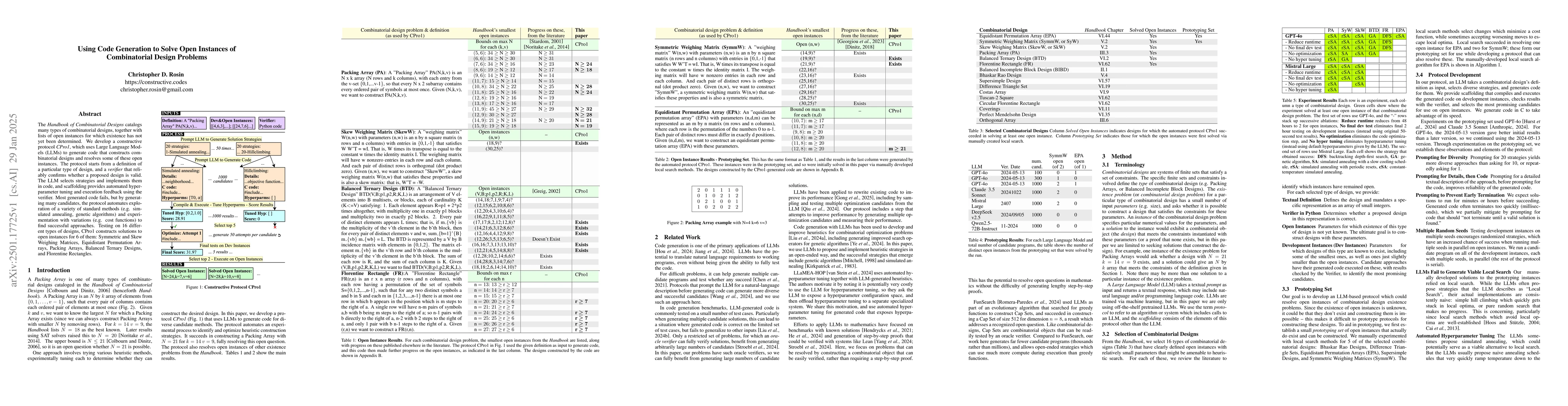 Thumbnail for Using Code Generation to Solve Open Instances of Combinatorial Design
  Problems