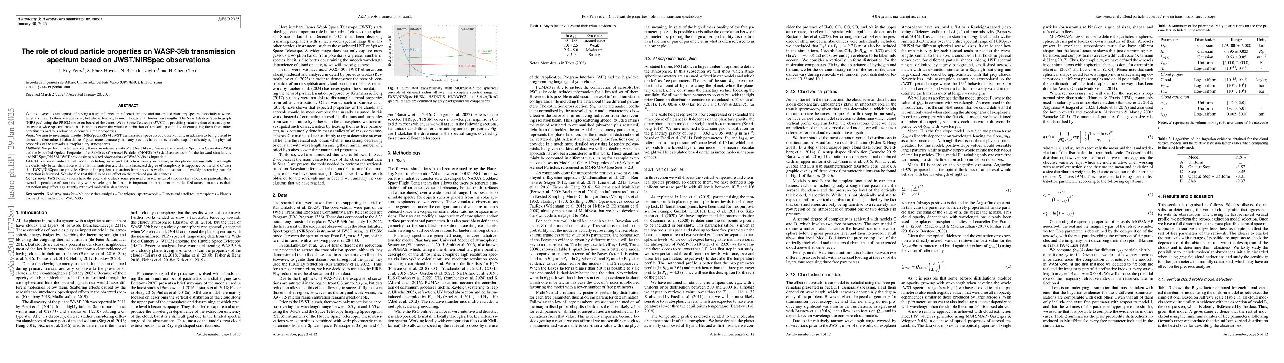 Thumbnail for The role of cloud particle properties on WASP-39b transmission spectrum
  based on JWST/NIRSpec observations