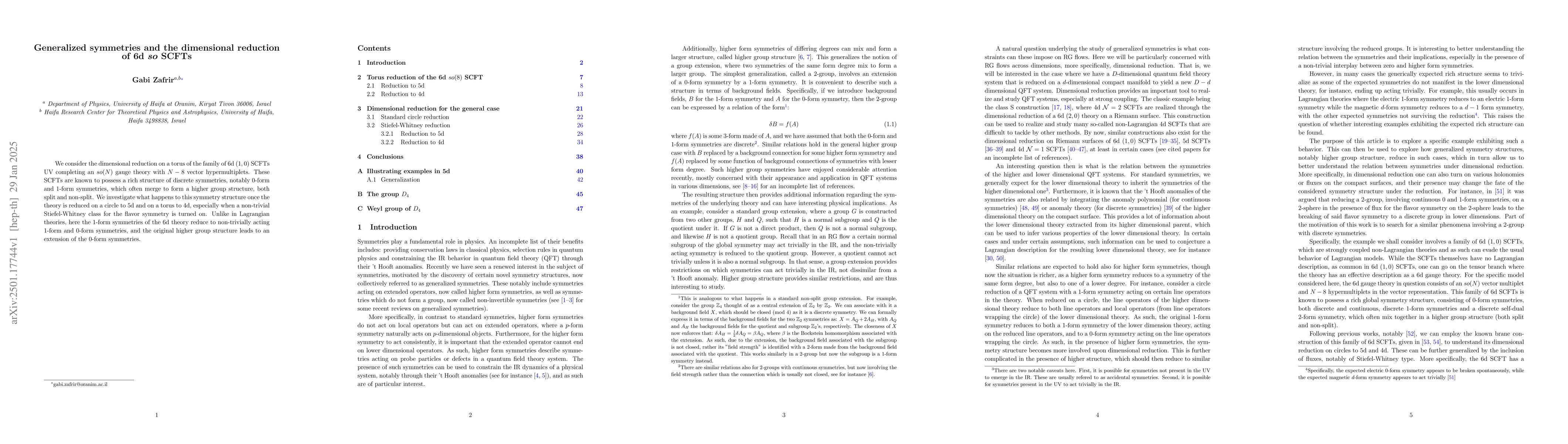 Thumbnail for Generalized symmetries and the dimensional reduction of 6d so SCFTs