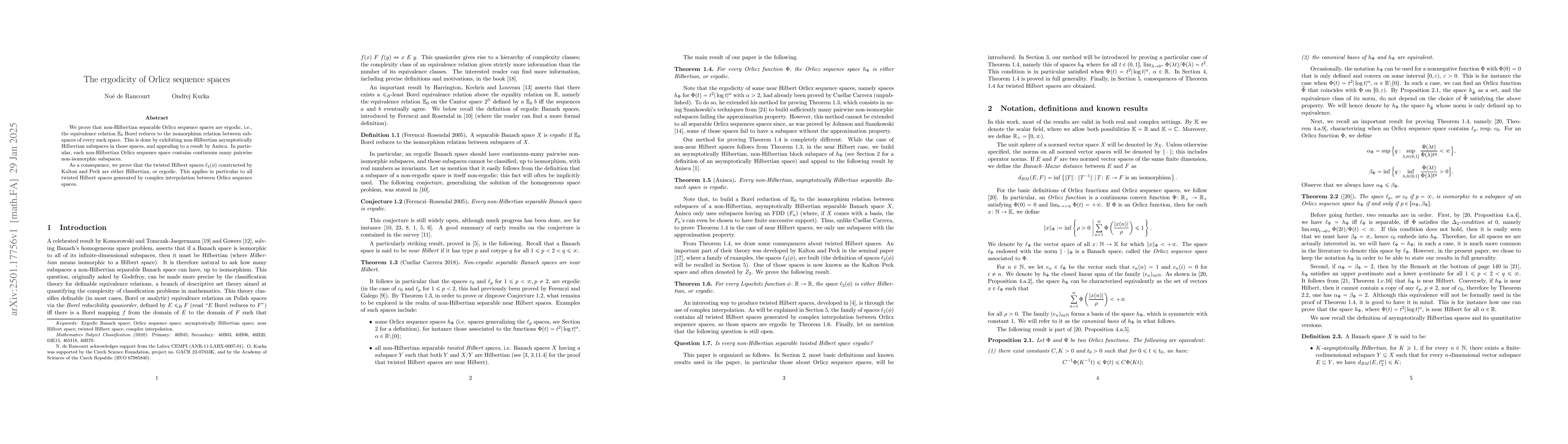 Thumbnail for The ergodicity of Orlicz sequence spaces
