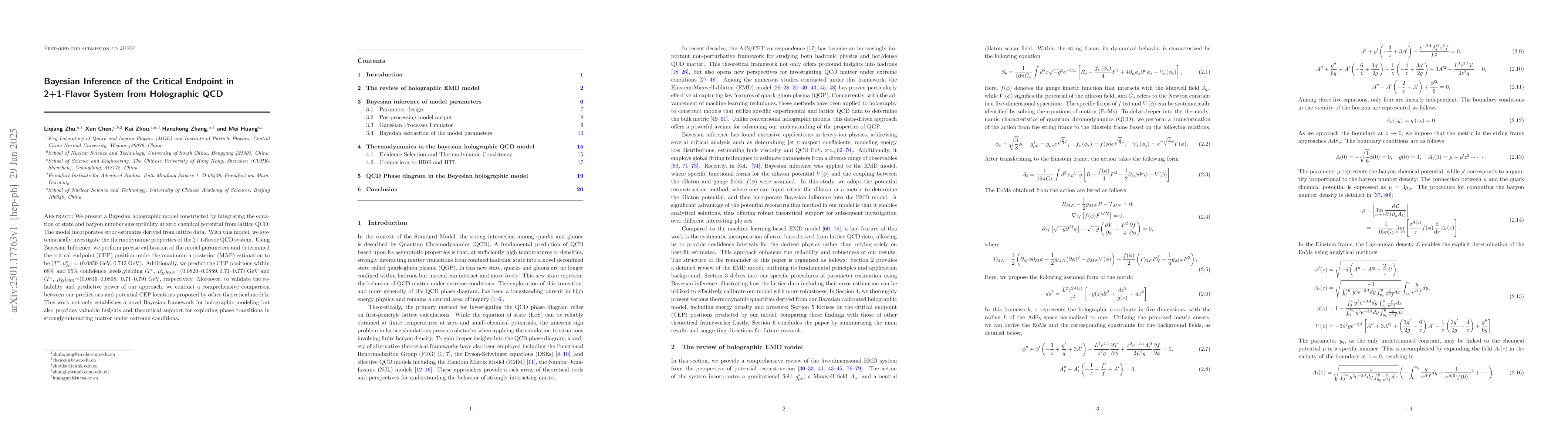 Thumbnail for Bayesian Inference of the Critical Endpoint in 2+1-Flavor System from
  Holographic QCD