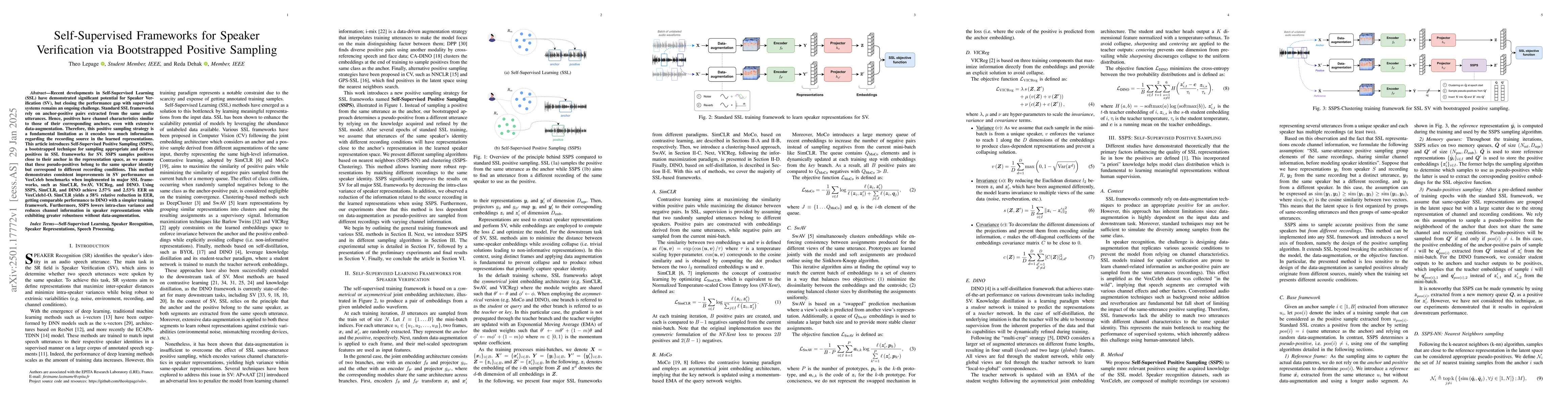 Thumbnail for Self-Supervised Frameworks for Speaker Verification via Bootstrapped
  Positive Sampling