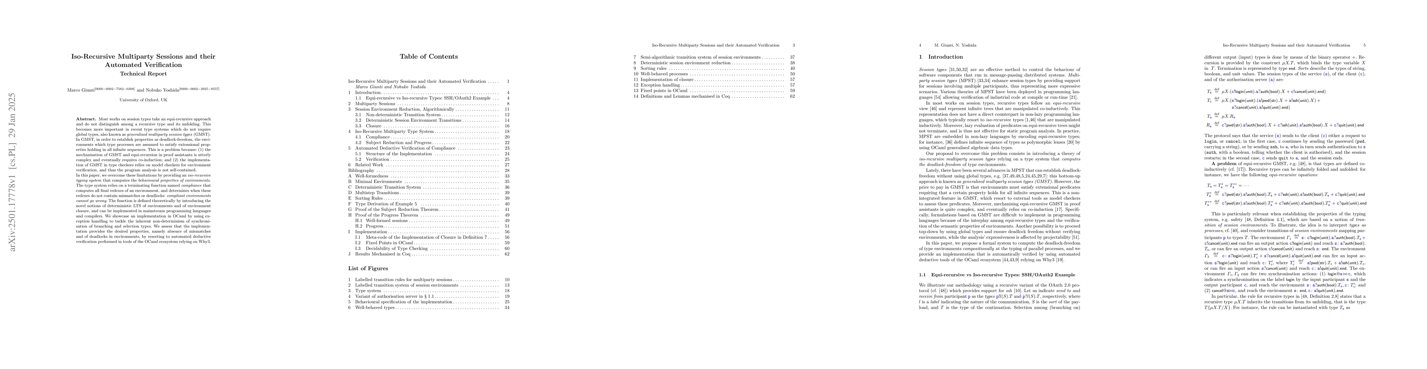 Thumbnail for Iso-Recursive Multiparty Sessions and their Automated Verification --
  Technical Report