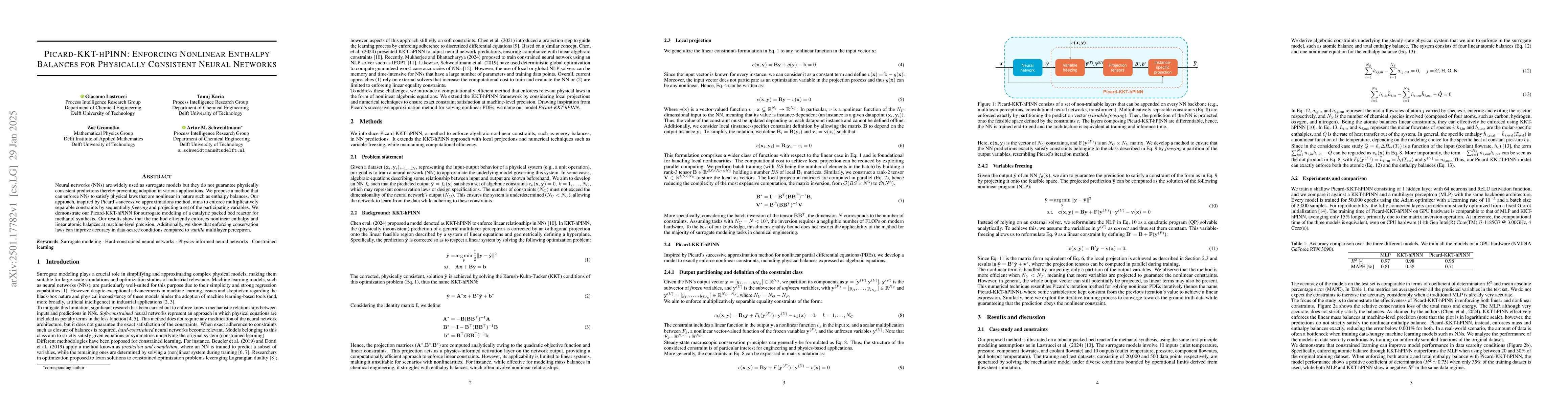 Thumbnail for Picard-KKT-hPINN: Enforcing Nonlinear Enthalpy Balances for Physically
  Consistent Neural Networks
