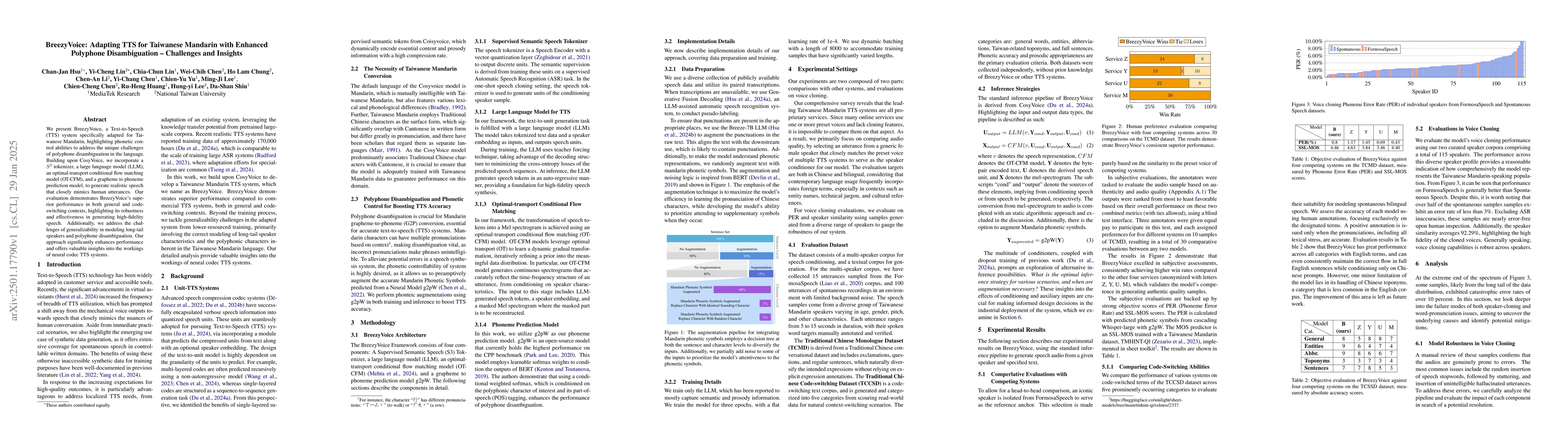Thumbnail for BreezyVoice: Adapting TTS for Taiwanese Mandarin with Enhanced Polyphone
  Disambiguation -- Challenges and Insights