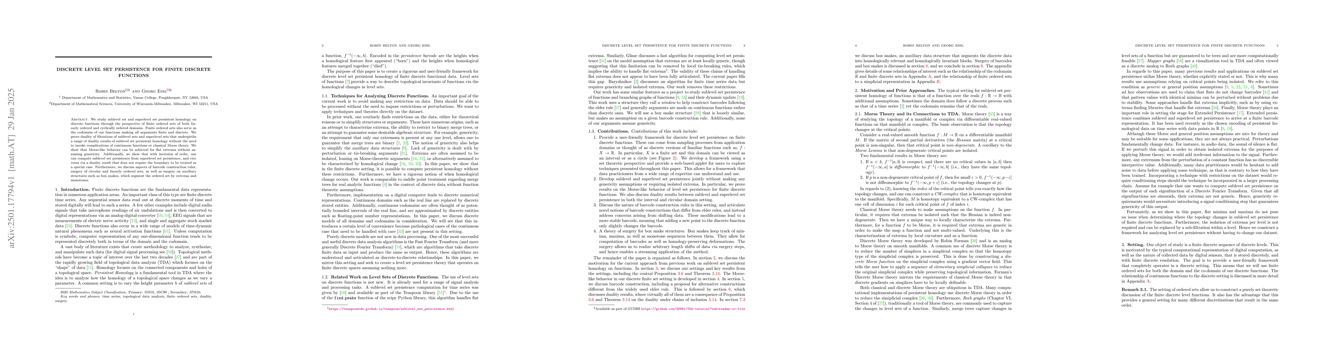 Thumbnail for Discrete Level Set Persistence for Finite Discrete Functions