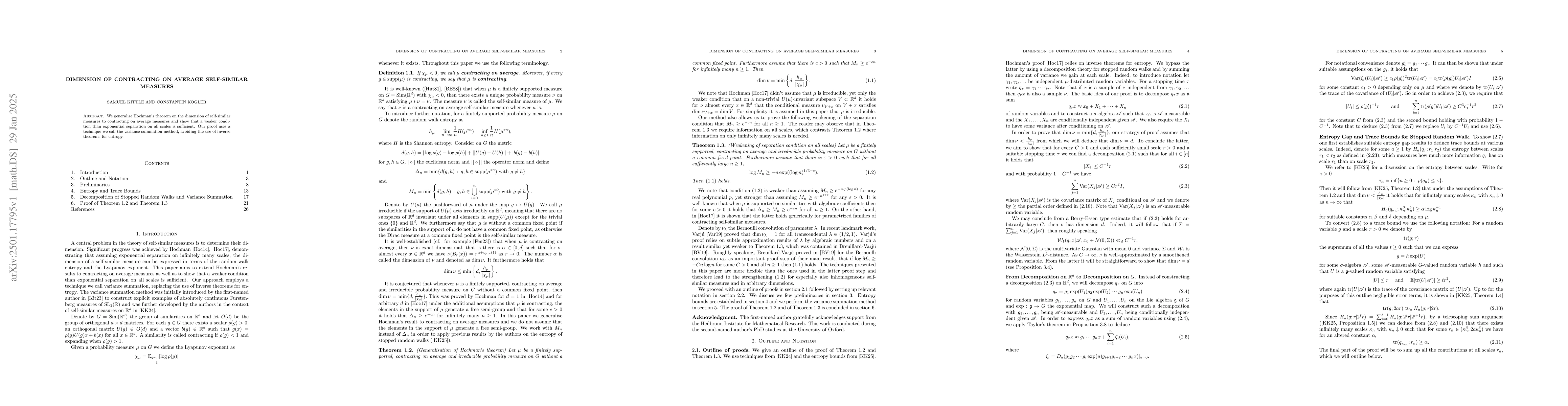 Thumbnail for Dimension of contracting on average self-similar measures