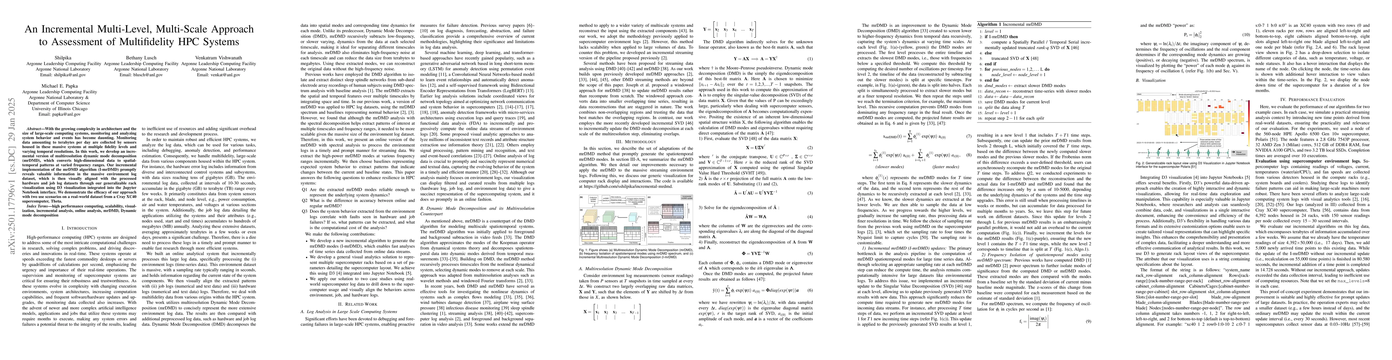 Thumbnail for An Incremental Multi-Level, Multi-Scale Approach to Assessment of
  Multifidelity HPC Systems