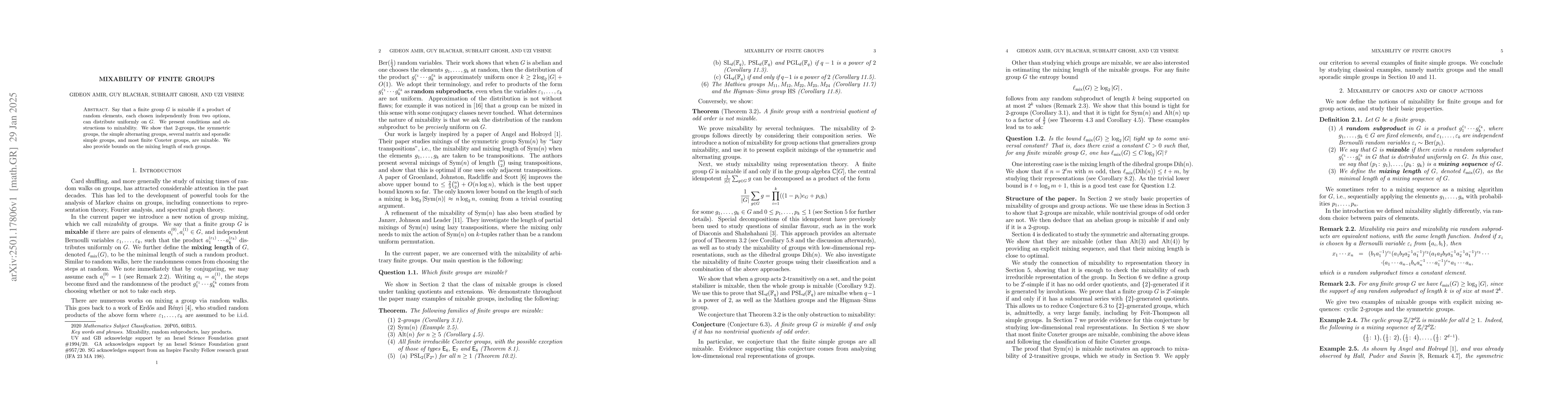 Thumbnail for Mixability of finite groups
