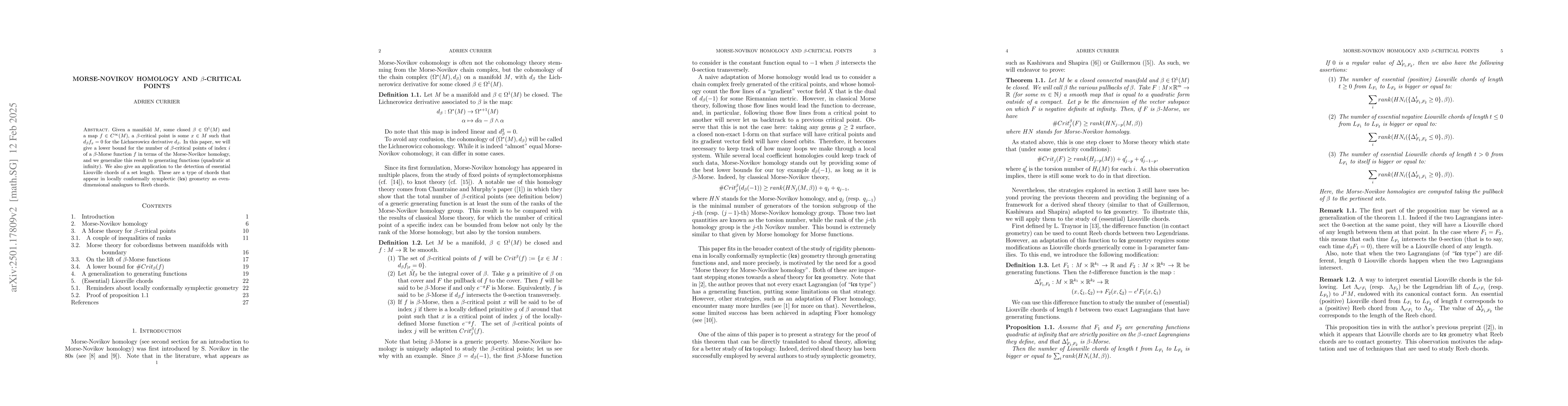 Thumbnail for Morse-Novikov homology and $β$-critical points
