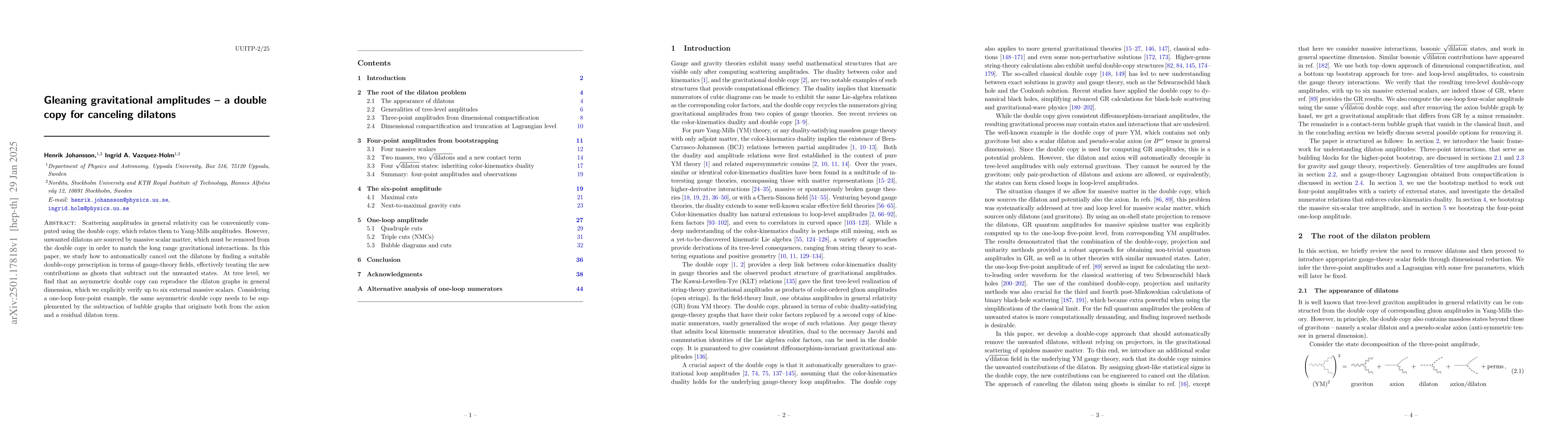 Thumbnail for Gleaning gravitational amplitudes -- a double copy for canceling
  dilatons