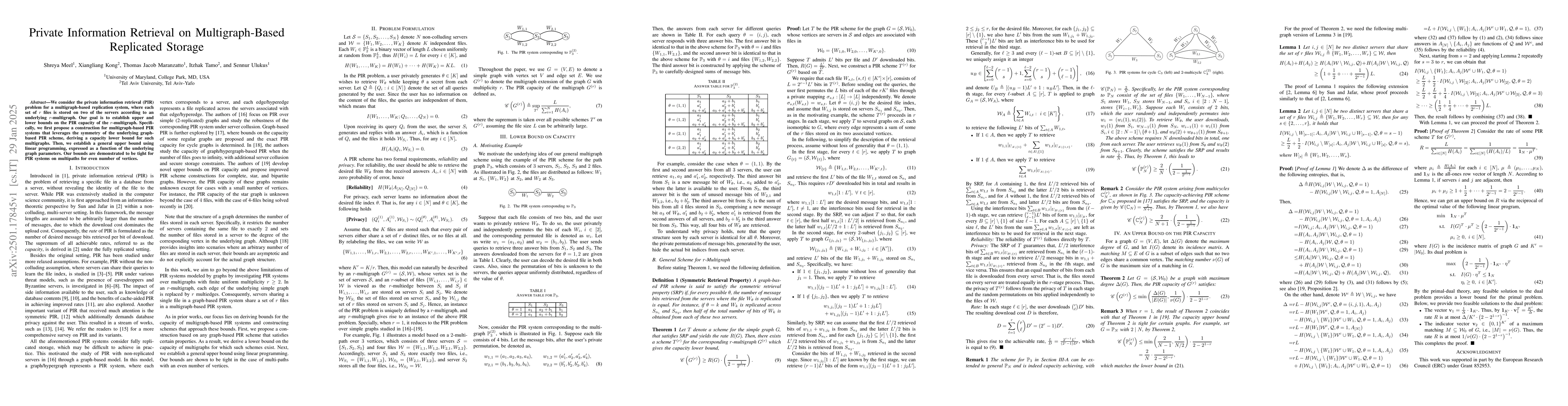 Thumbnail for Private Information Retrieval on Multigraph-Based Replicated Storage