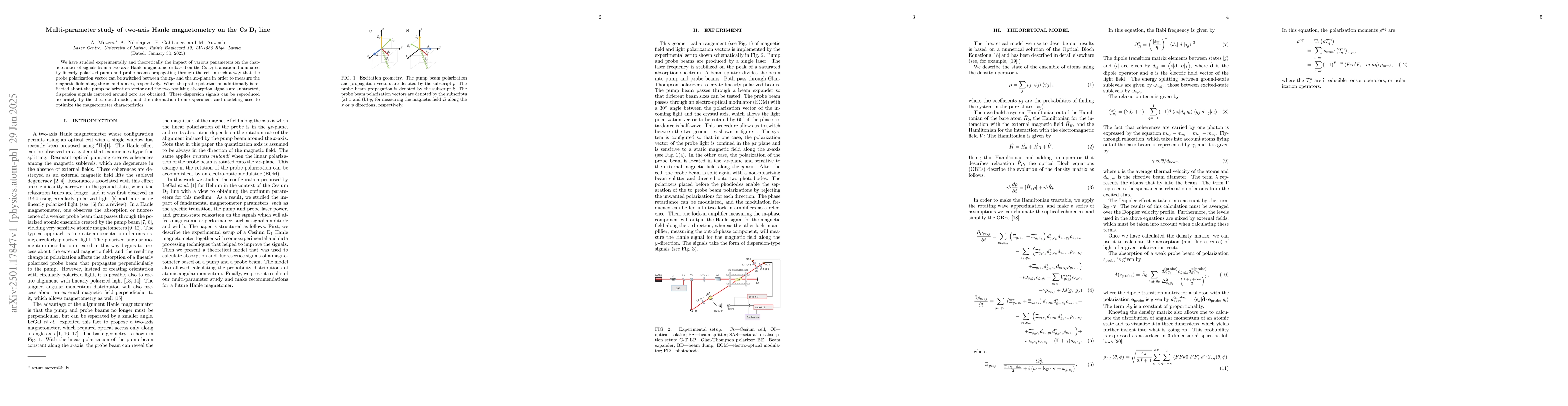 Thumbnail for Multi-parameter study of two-axis Hanle magnetometry on the Cs D$_1$
  line