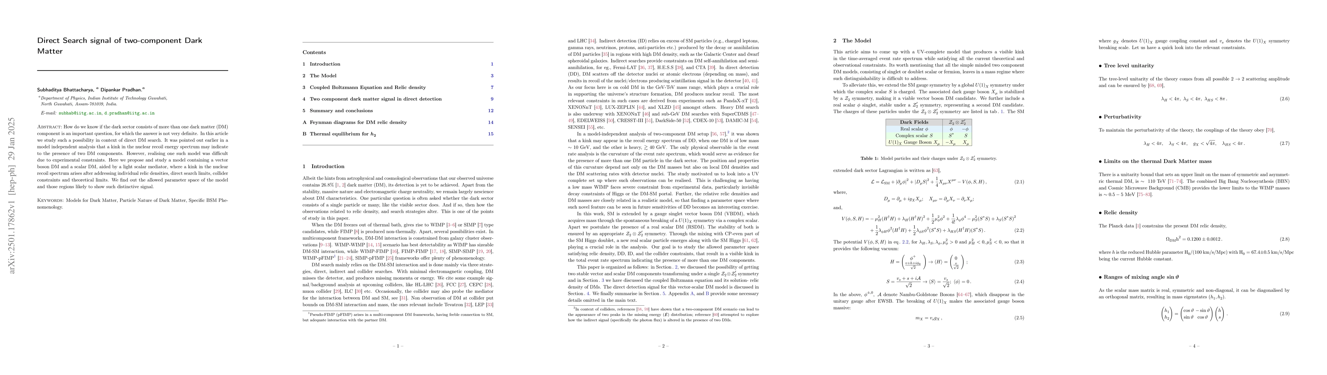 Thumbnail for Direct Search signal of two-component Dark Matter