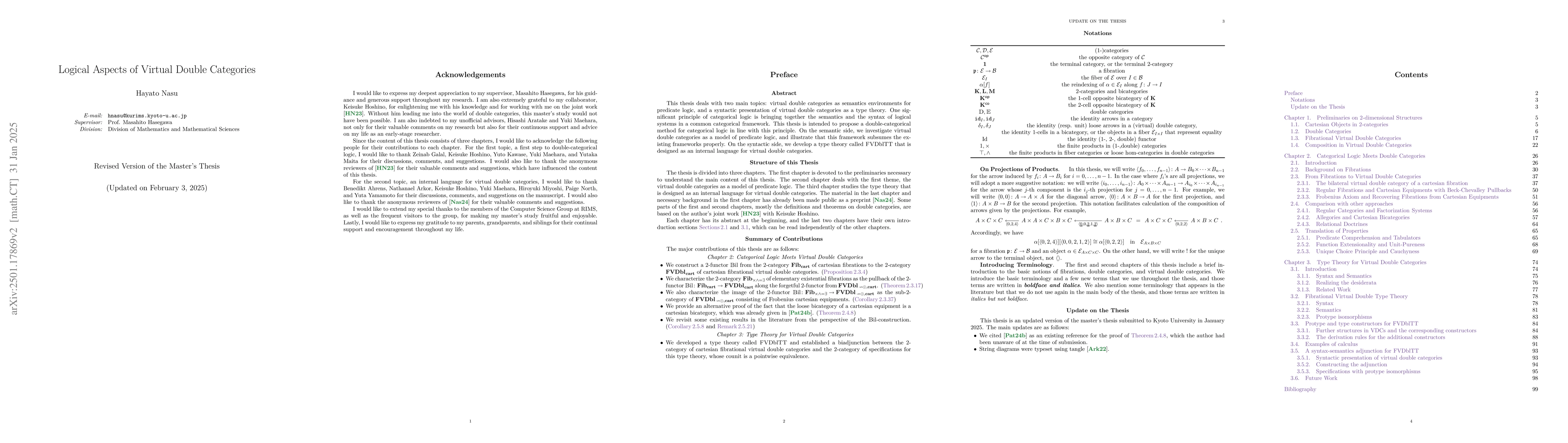 Thumbnail for Logical Aspects of Virtual Double Categories