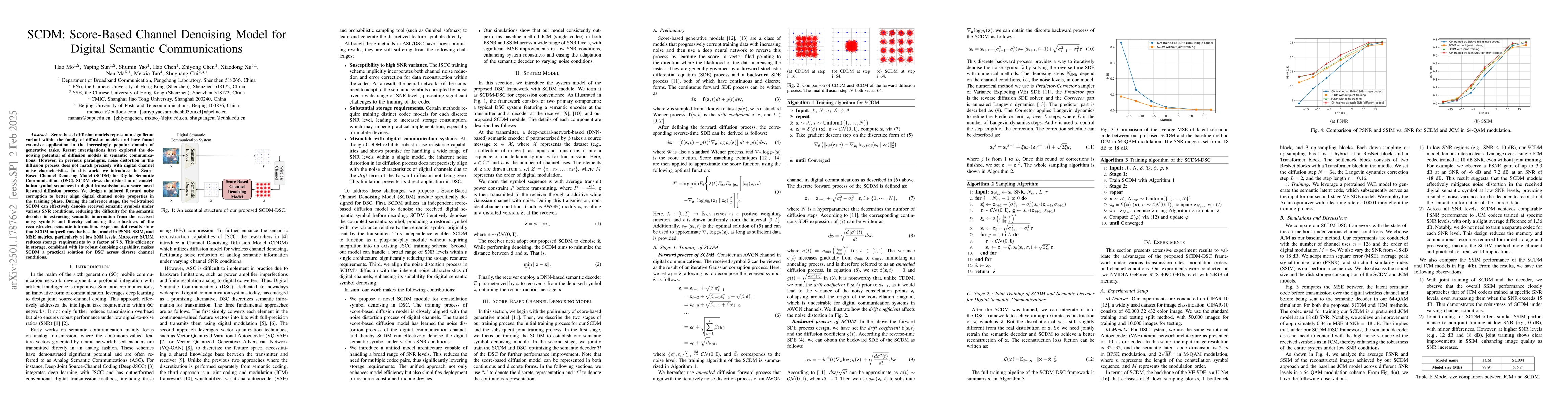 Thumbnail for SCDM: Score-Based Channel Denoising Model for Digital Semantic
  Communications