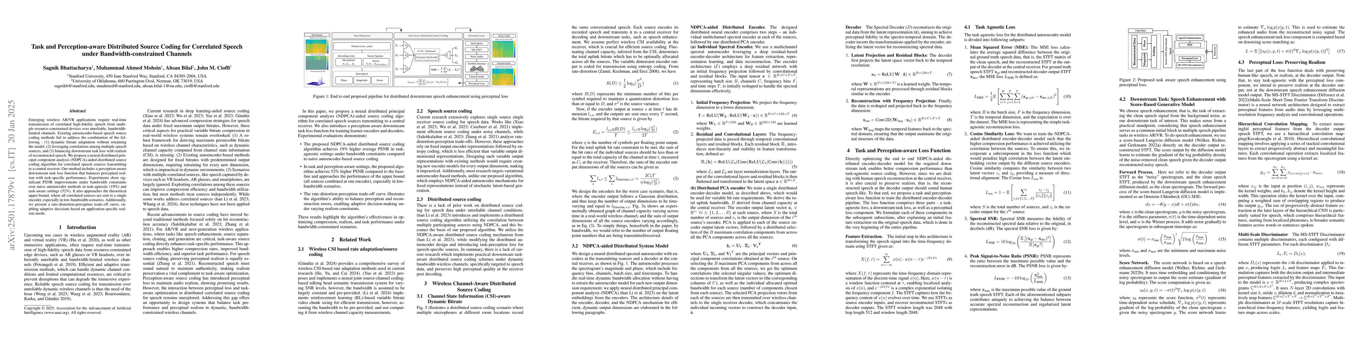 Thumbnail for Task and Perception-aware Distributed Source Coding for Correlated
  Speech under Bandwidth-constrained Channels