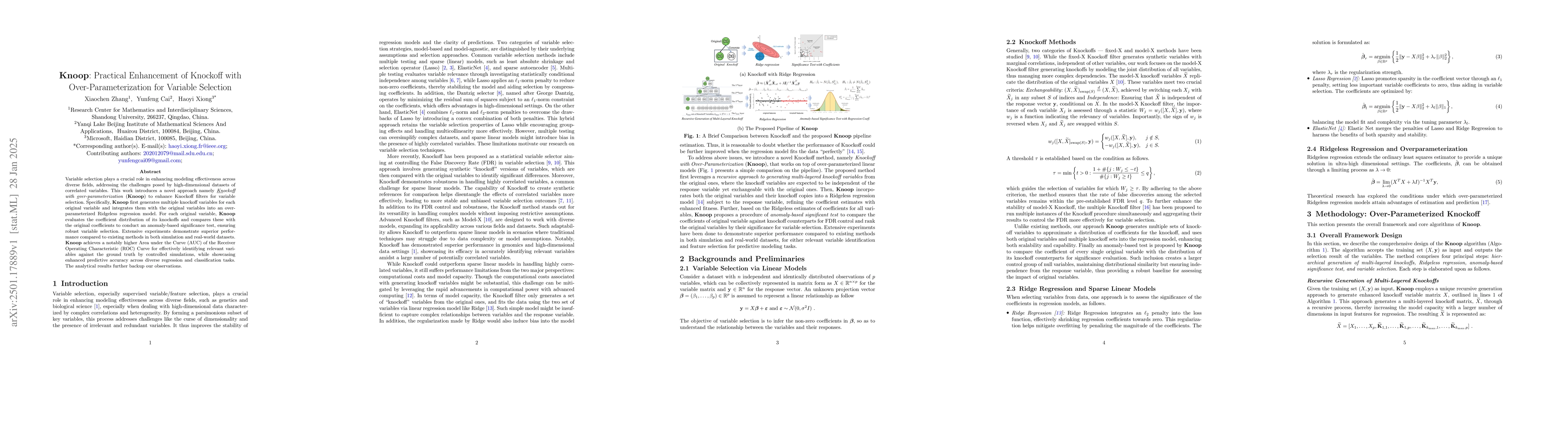 Thumbnail for Knoop: Practical Enhancement of Knockoff with Over-Parameterization for
  Variable Selection