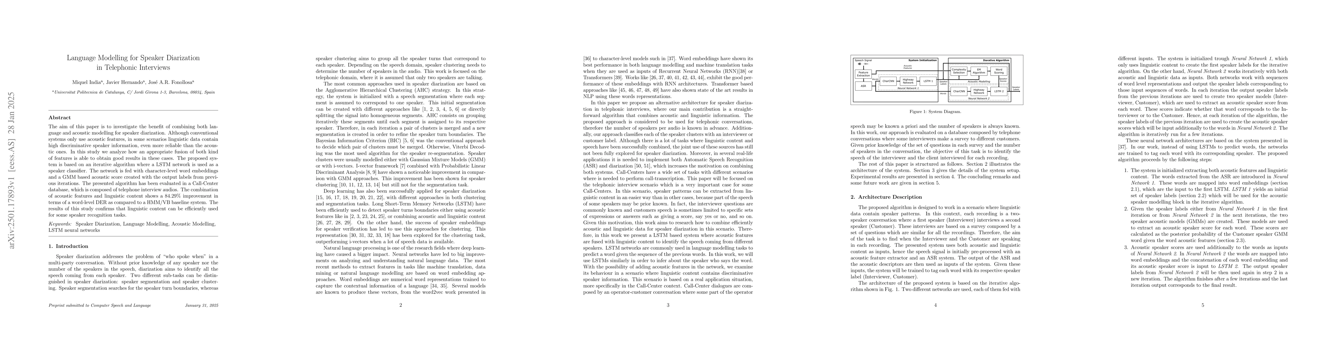 Thumbnail for Language Modelling for Speaker Diarization in Telephonic Interviews
