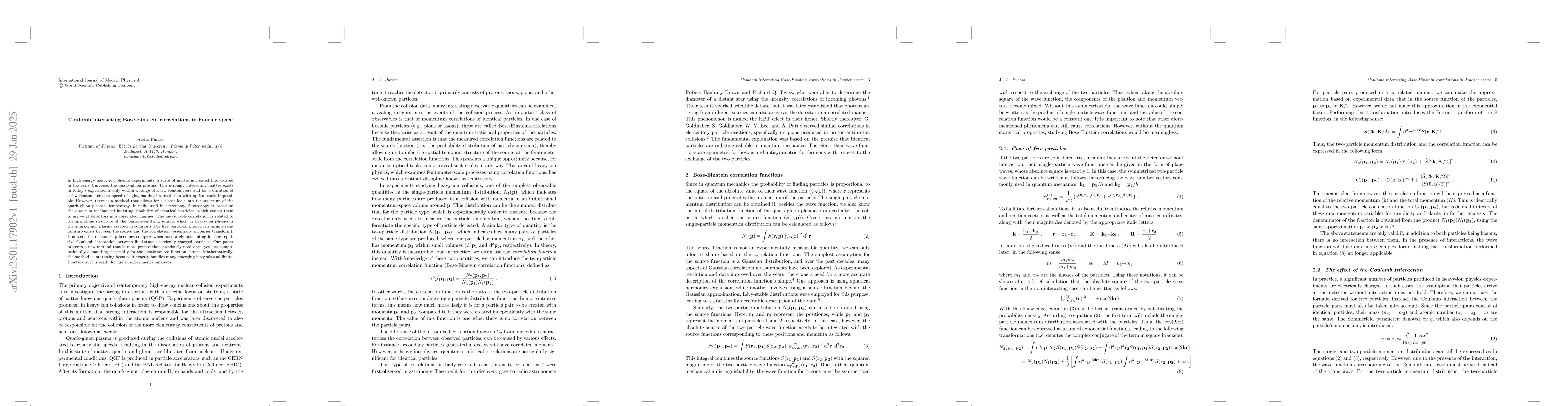 Thumbnail for Coulomb interacting Bose-Einstein correlations in Fourier space