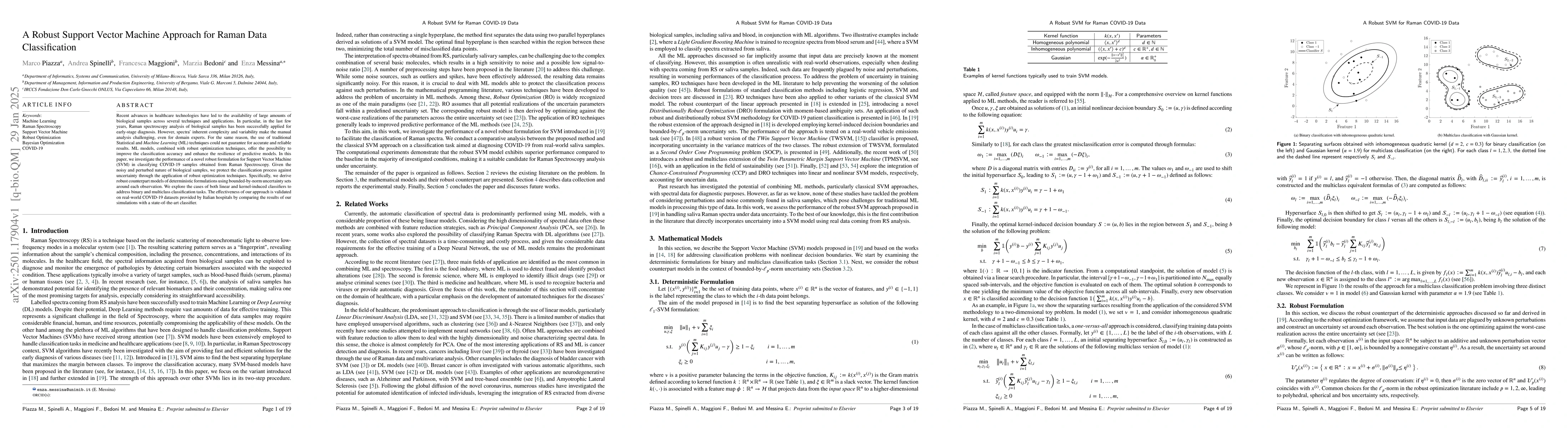 Thumbnail for A Robust Support Vector Machine Approach for Raman COVID-19 Data
  Classification