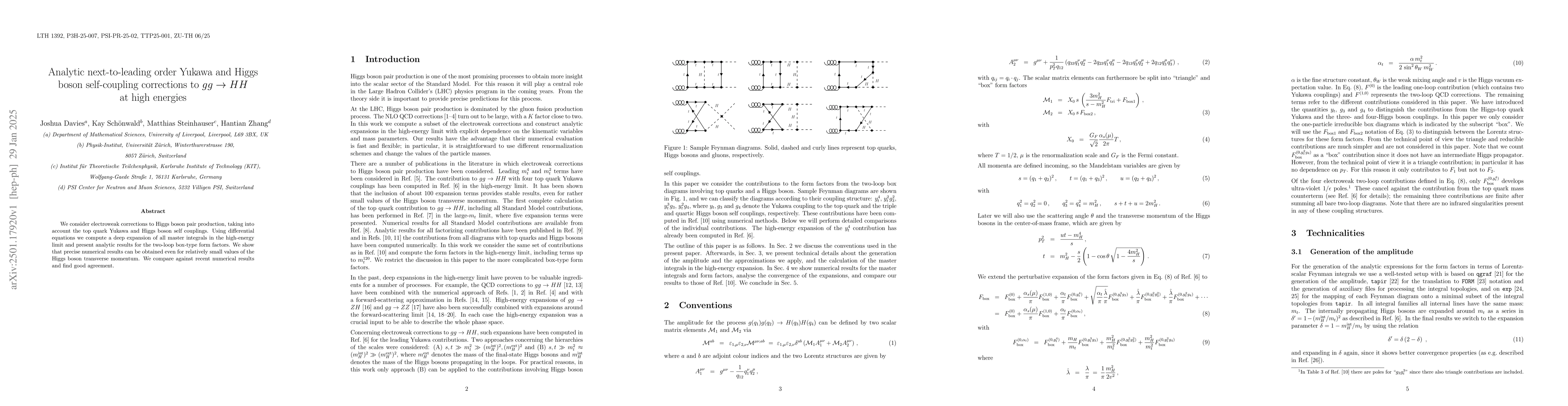 Thumbnail for Analytic next-to-leading order Yukawa and Higgs boson self-coupling
  corrections to $gg\to HH$ at high energies