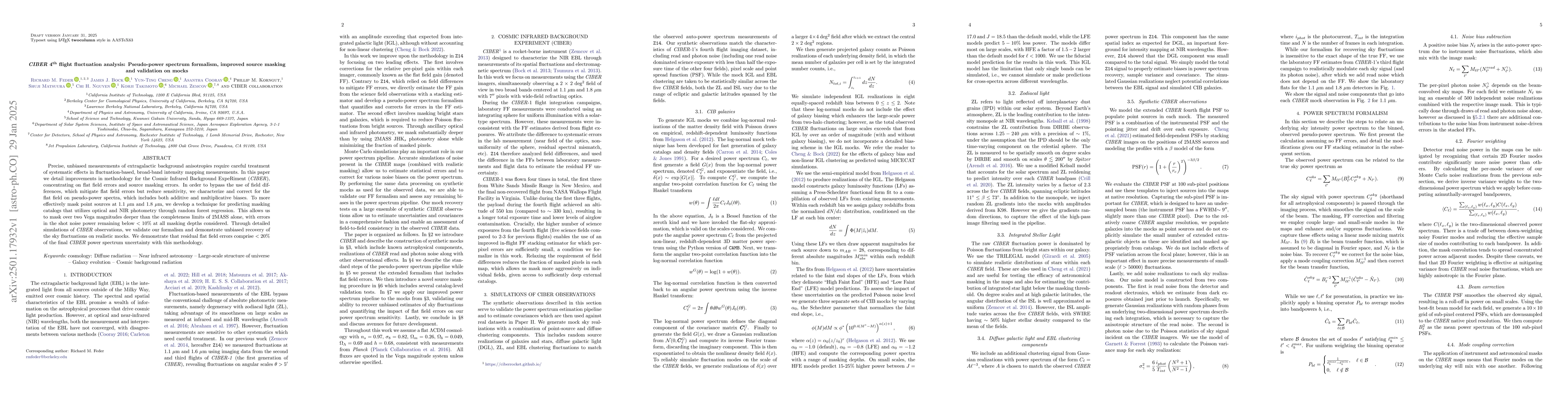 Thumbnail for CIBER 4th flight fluctuation analysis: Pseudo-power spectrum formalism,
  improved source masking and validation on mocks