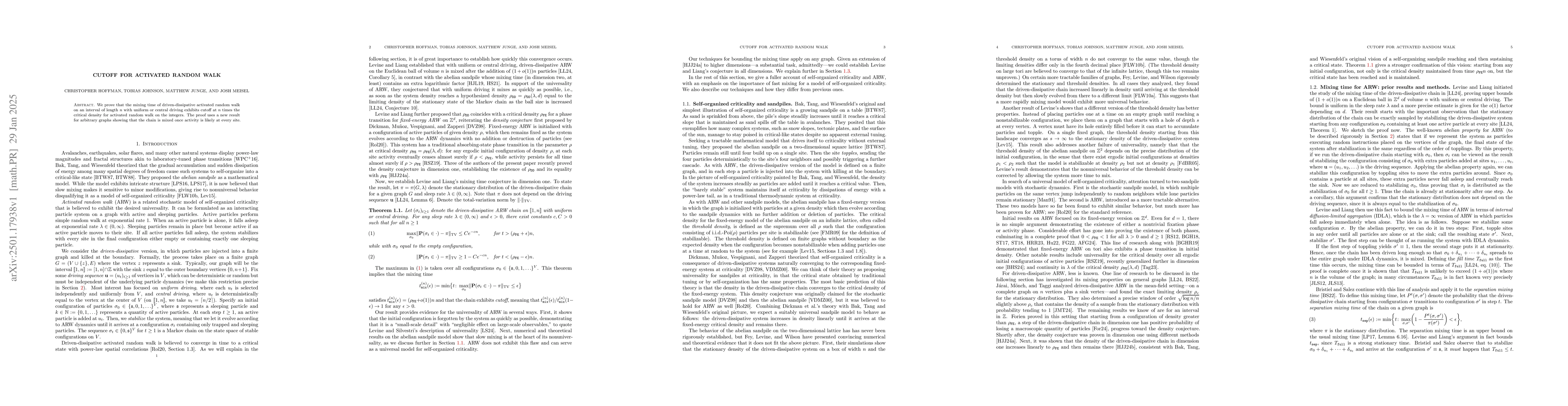 Thumbnail for Cutoff for activated random walk