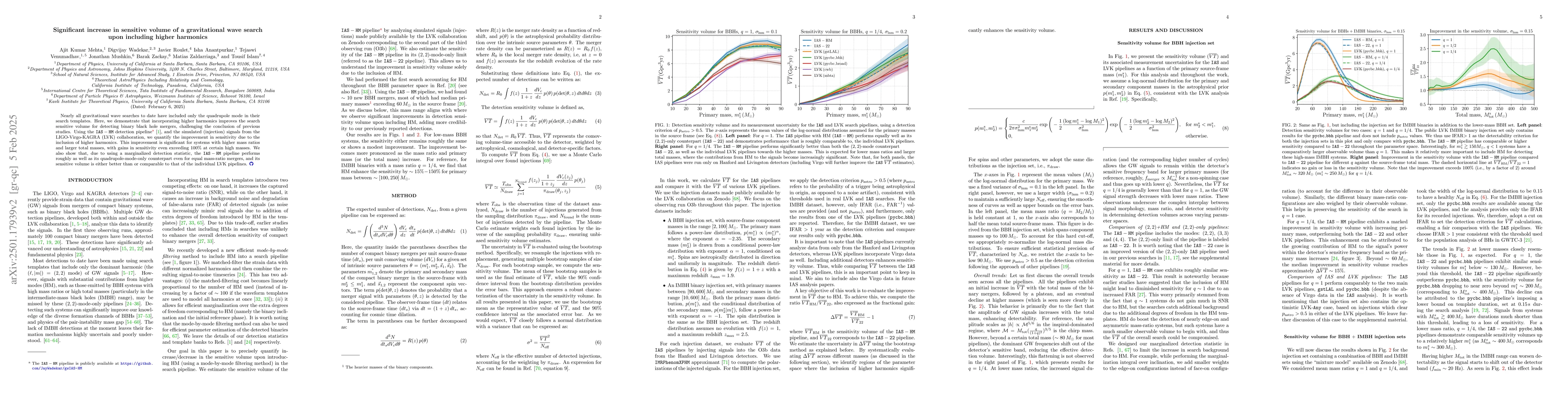 Thumbnail for Significant increase in sensitive volume of a gravitational wave search
  upon including higher harmonics