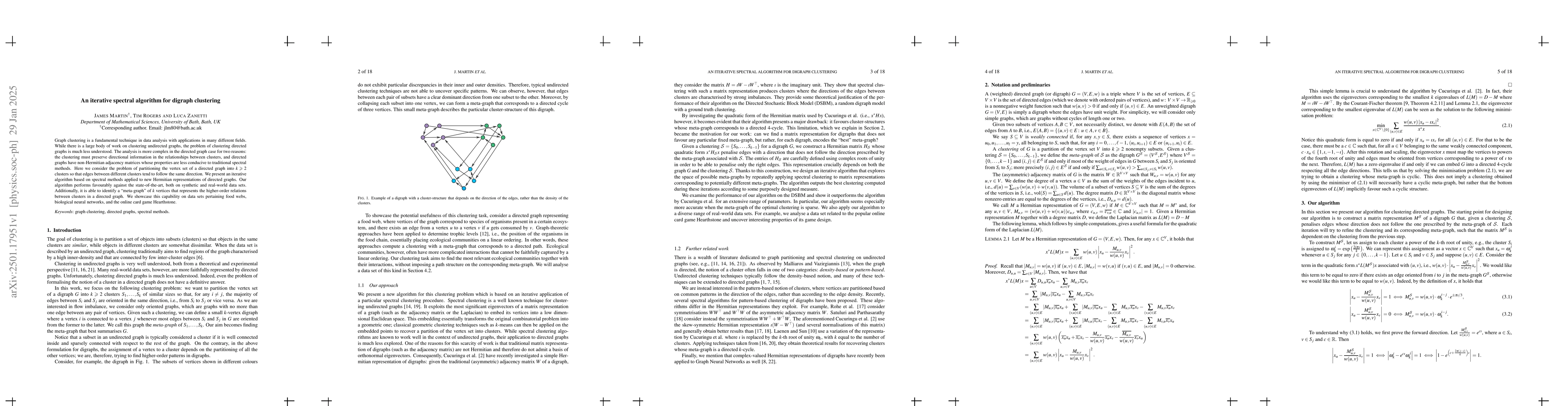 Thumbnail for An iterative spectral algorithm for digraph clustering