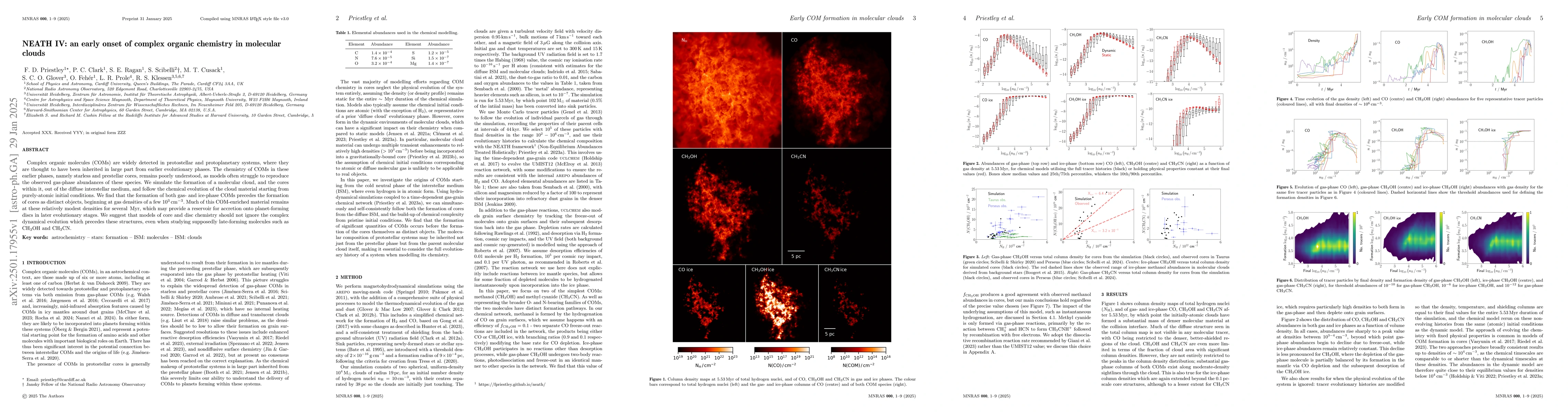 Thumbnail for NEATH IV: an early onset of complex organic chemistry in molecular
  clouds