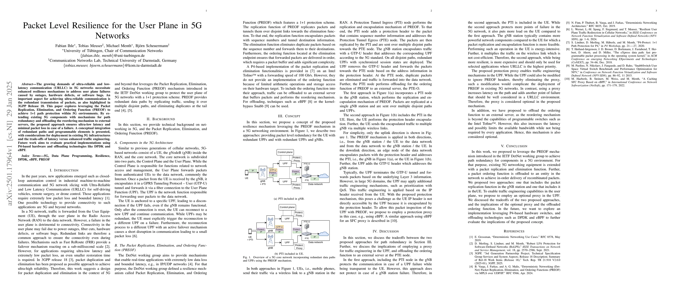 Thumbnail for Packet Level Resilience for the User Plane in 5G Networks