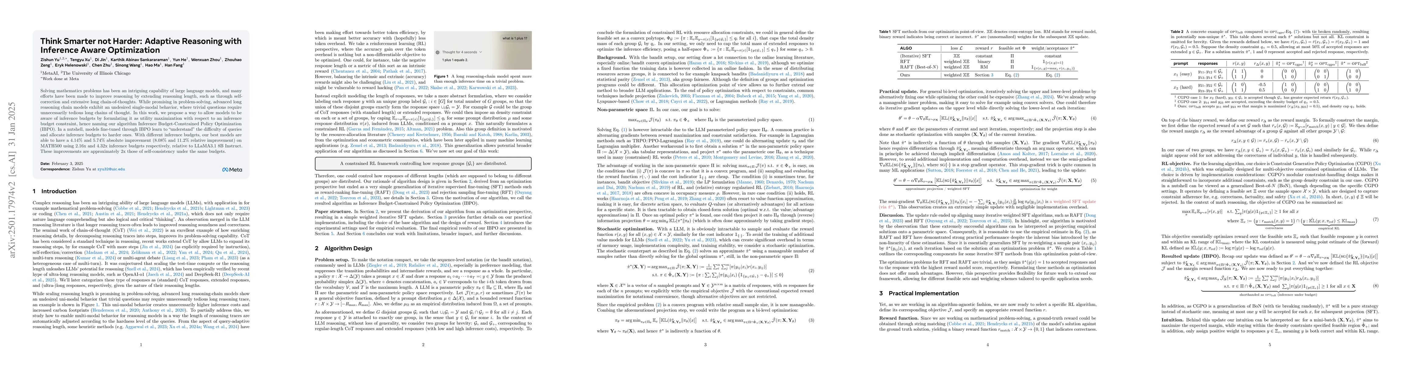 Thumbnail for Think Smarter not Harder: Adaptive Reasoning with Inference Aware
  Optimization