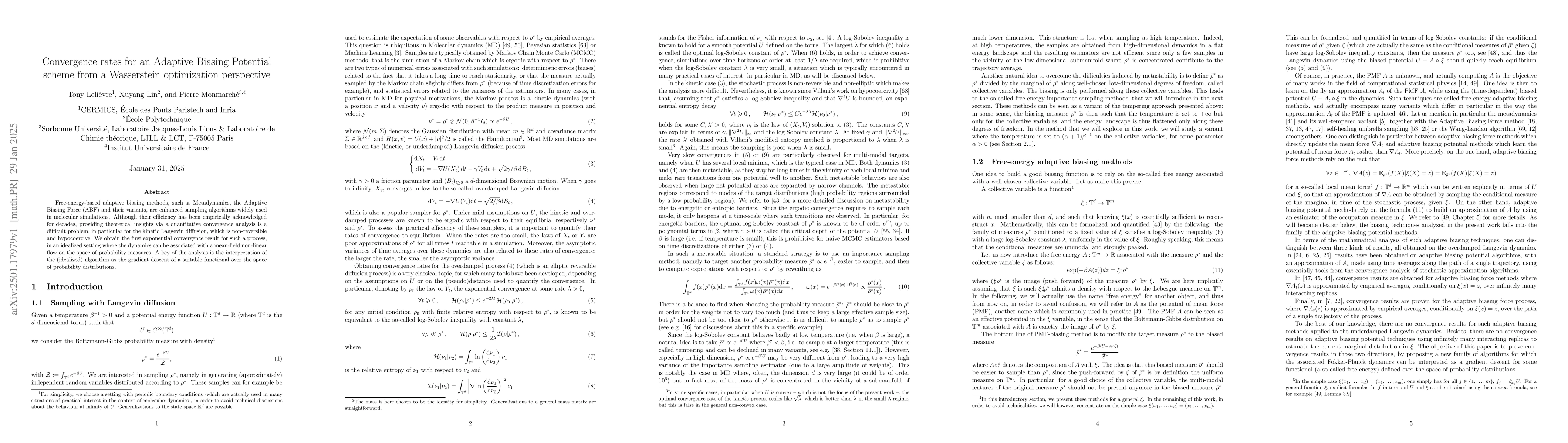 Thumbnail for Convergence rates for an Adaptive Biasing Potential scheme from a
  Wasserstein optimization perspective