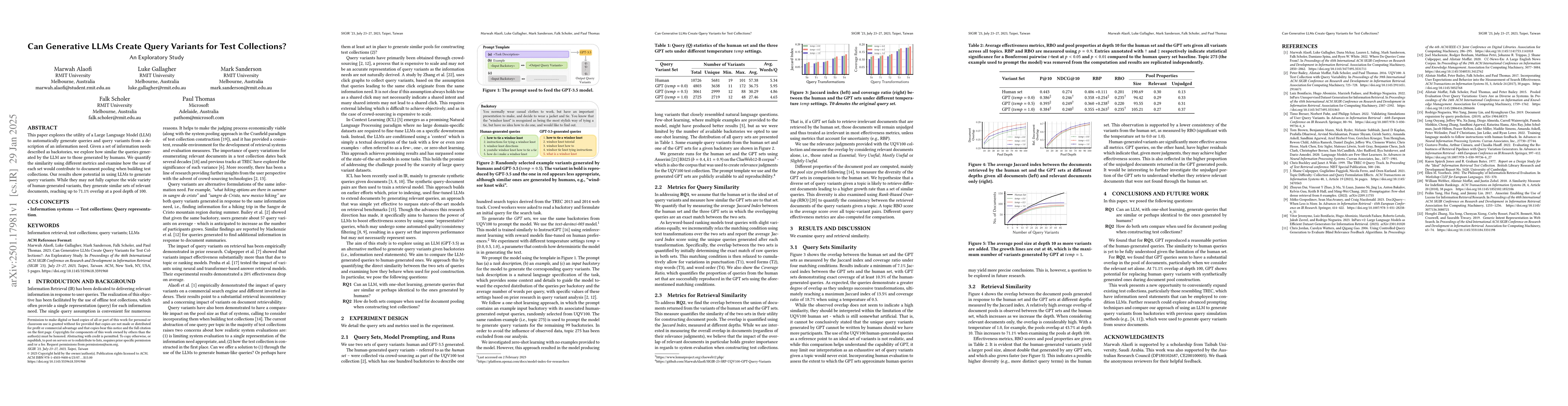Thumbnail for Can Generative LLMs Create Query Variants for Test Collections? An
  Exploratory Study