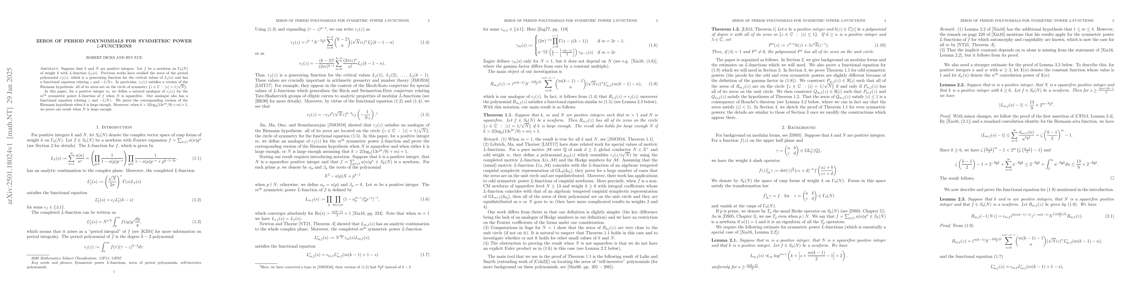 Thumbnail for Zeros of symmetric power period polynomials
